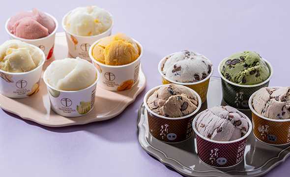 銀座千疋屋プレミアムソルベ×花園万頭ぬれ甘なつとアイスセット