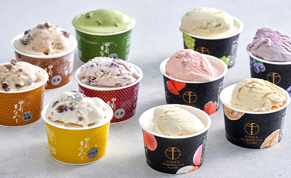 銀座千疋屋プレミアムアイス×花園万頭ぬれ甘なつとアイスセット